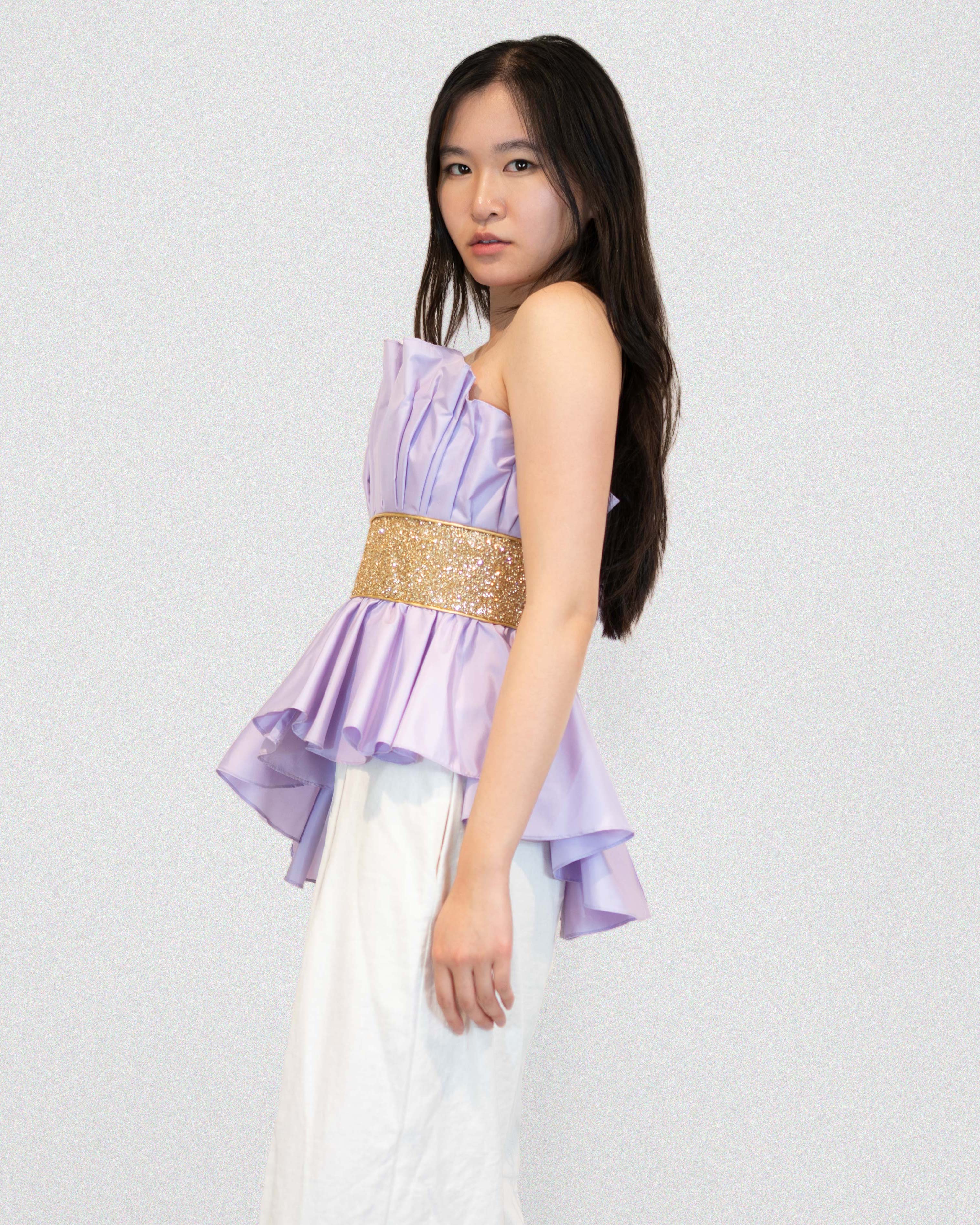 Silk Taffeta Ruffle Top